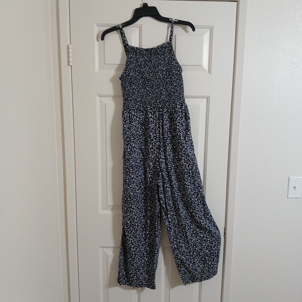 Old Navy Blue Ditsy Floral Smocked Cami Jumpsuit Women's Small Sleeveless Romper